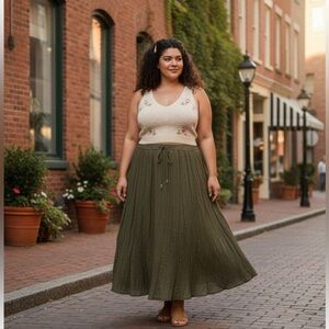 Vintage Cotton Ginny Plus Maxi Skirt textured crinkle 100% Cotton‎ jingle draws